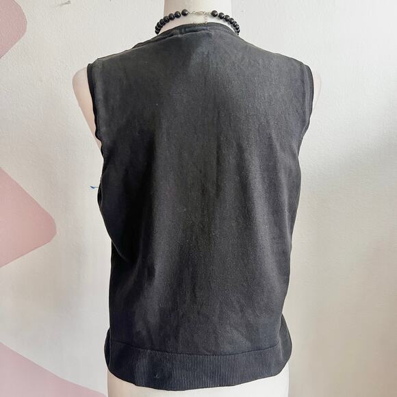Charter Club Black Sweater Vest Top, Classic Knit Sleeveless 90s Gothic‎ Large - Picture 3 of 6